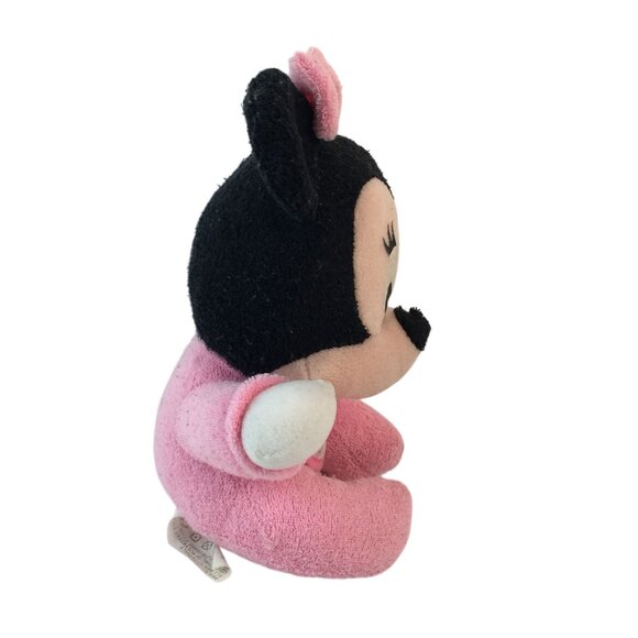Vtg Mattel Disney Baby Mickey Minnie Mouse Plush w/Bibs Rattle Terry Cloth - Picture 10 of 15